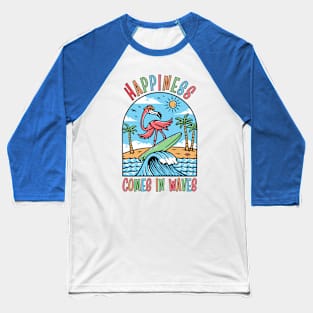 Happiness Comes In Waves, Vintage Summer Vacation Baseball T-Shirt